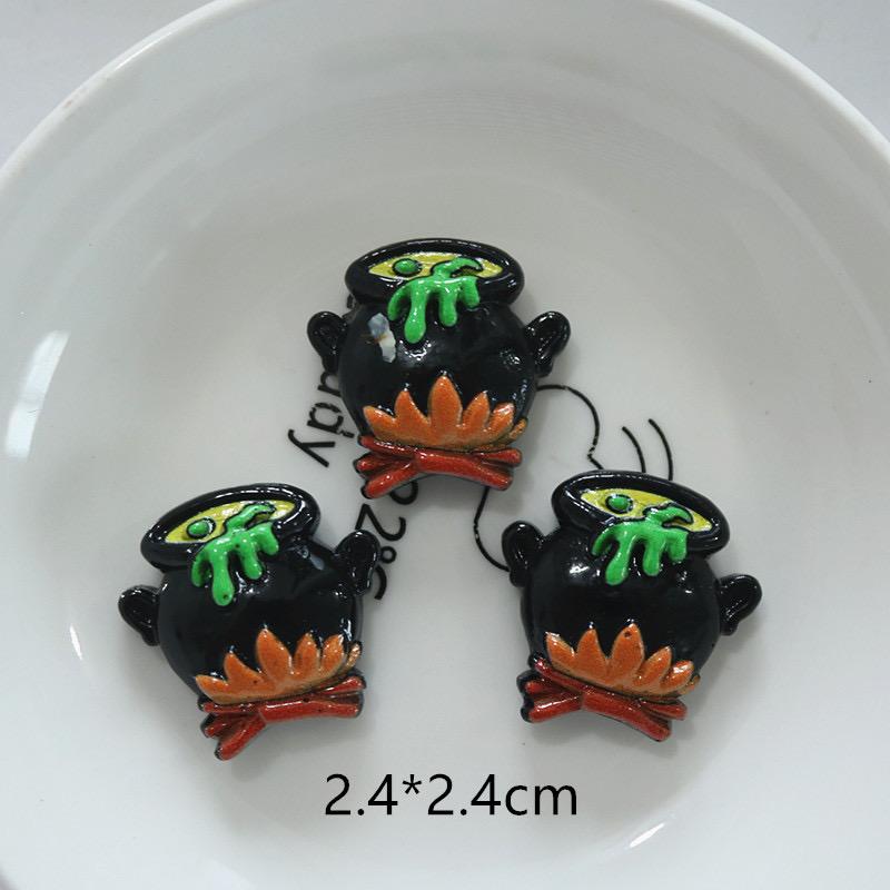 10Pcs Resin Colorful Kawaii Eye Bat Pumpkin owl Ghost Skull Figurines Flatback Stone DIY Bow Halloween Decor Scrapbook Crafts