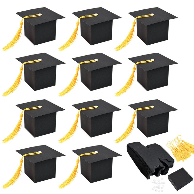 10/20/30Pcs Graduation Cap Gift Box Candy Chocolate Packaging Boxes Bags 2025 Grad Party Favors Home Table Decoration Supplies