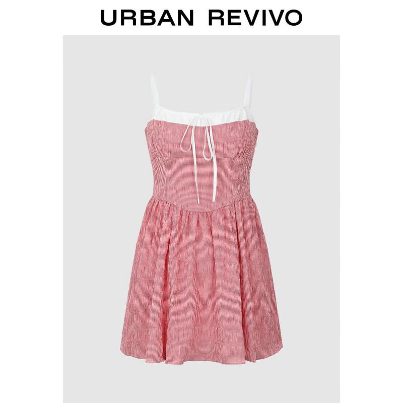 

Женское платье UR в французском ретро-стиле, красное в клетку, А-силуэта M
