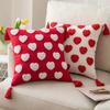 Valentinstag Boho Dekorativer Überwurf Kissenbezug mit Quasten Herz Liebe Rosa Kissenbezug 45x45CM Kissenbezüge für Sofa Zuhause