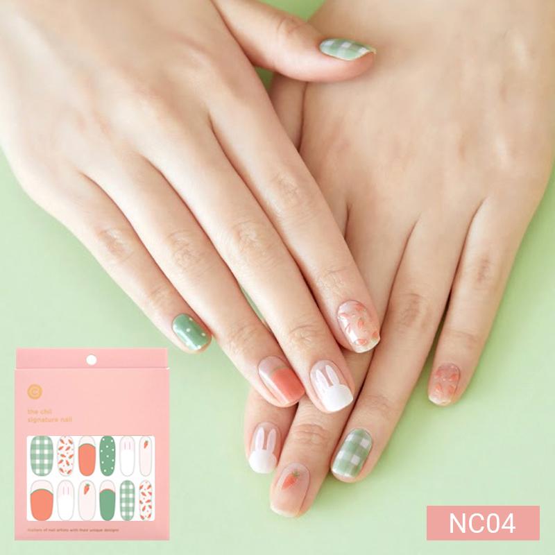 Cute Pastel Nail Stickers 24pcs | Press-On Strips, Bunny, Bear&Star Designs, Easy Peel