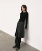 Auro Stud Pleats Skirt [ Charcoal ]