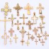 25pcs/Set Lot Vintage Cross Pendant Charms For Jewelry Making Zinc Alloy Jesus Religious Faith Charm Frame Mixed Components