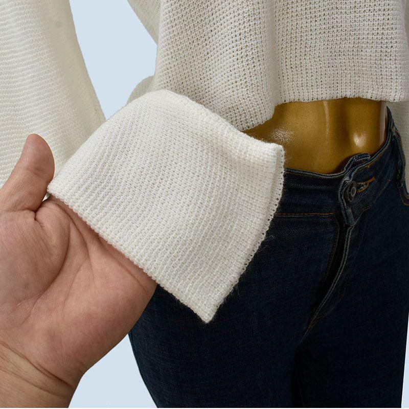 off-Shoulder Collar Long Sleeve Knit Spring Summer Pure Desire Sexy Gyaru Style Loose High Waist Short Cover Up Pullover Top