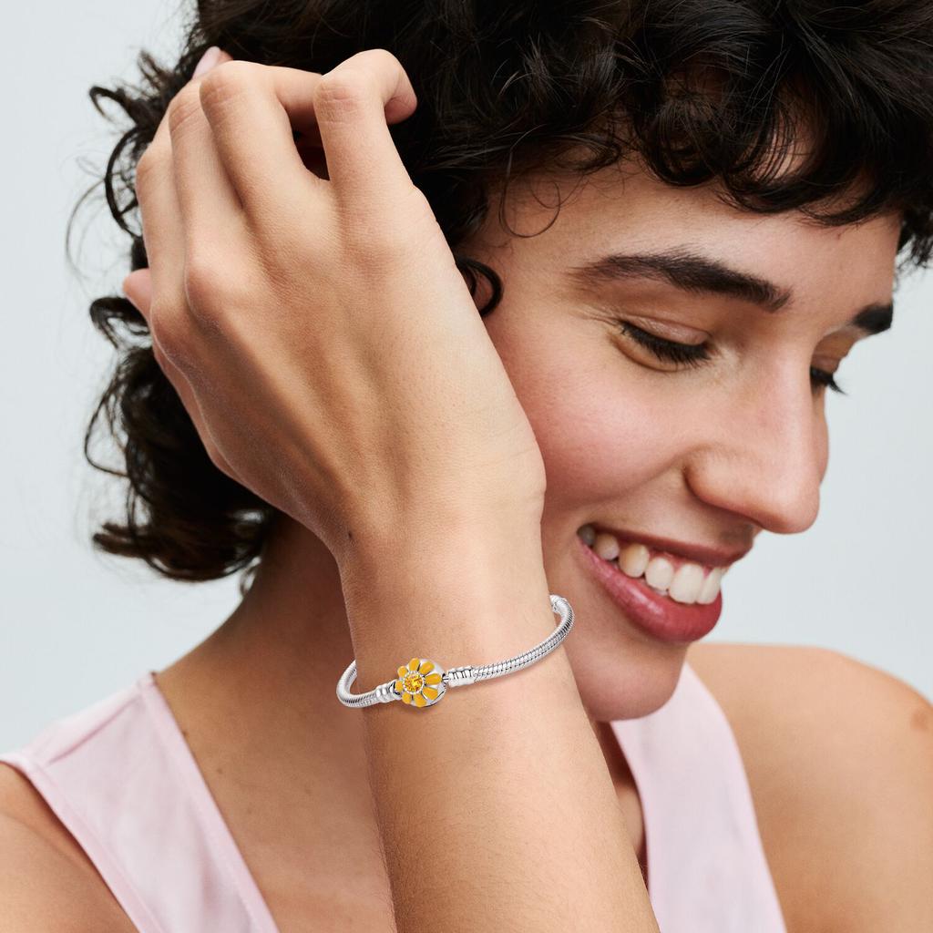 925 Silver Flower Heart Bracelet Sparkling Sun Moon Star Bracelet for women Fit original charms beads jewelry love gift