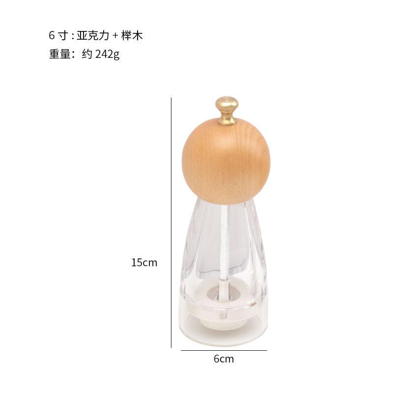 Acrylic Pepper Sea Salt Grinder Manual Mill for Kitchen Camping BBQ Outdoor Spice Bottle Durable Design