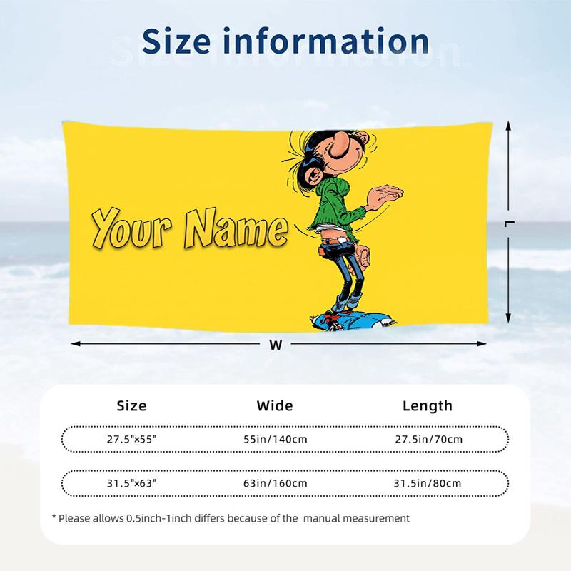 Custom Text Beach Towel, Soft Absorbent Swimming Multi-use TowelGaston Lagaffe