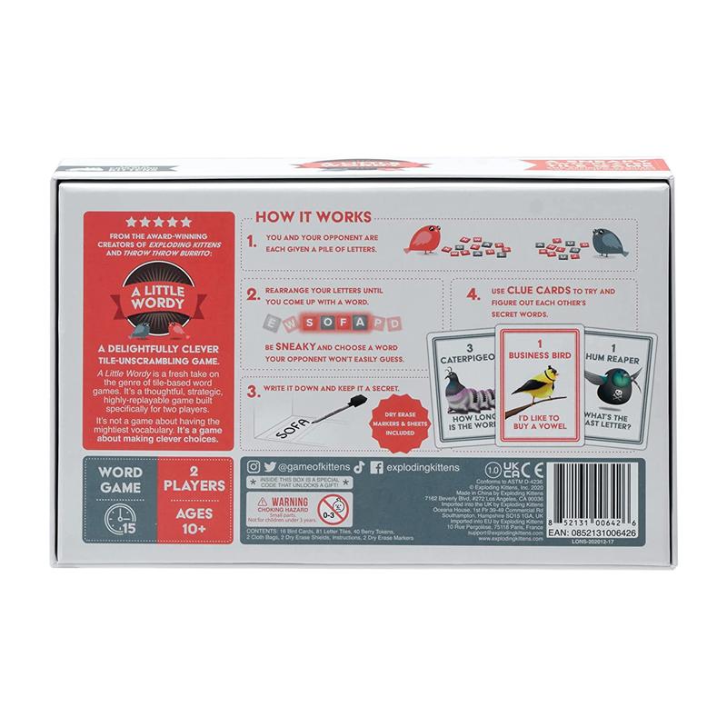 A Little Wordy Verbose Bird Game Card Family Gathering Game Card Board Game