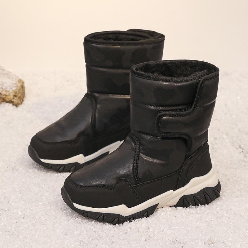 Girls' High-Top Warm Winter Snow Boots - Thick, Comfortable, Fashionable, Plus Velvet Cotton