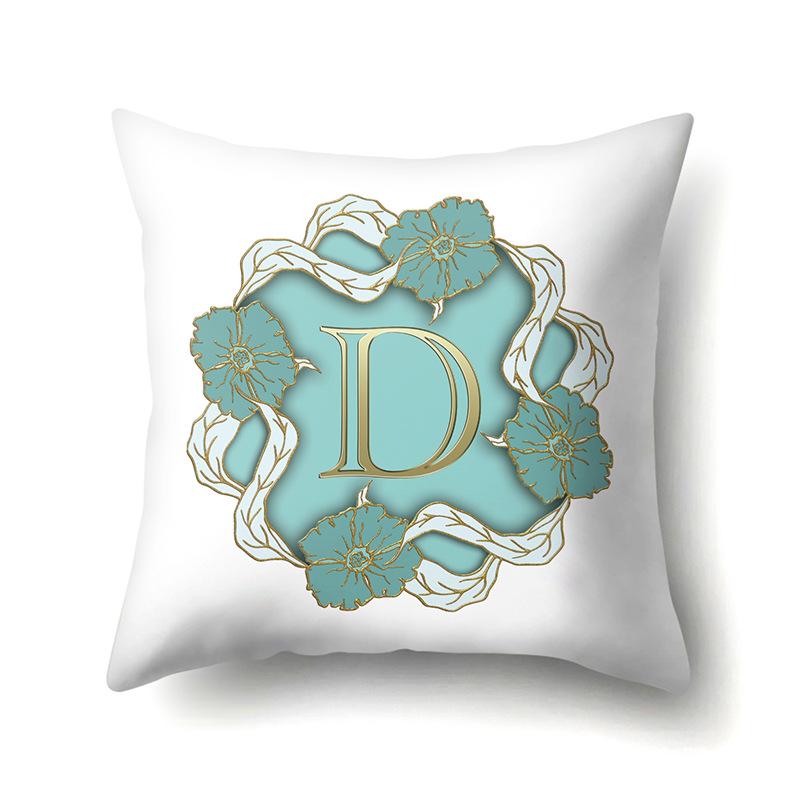 Polyester Pillowcase Home Decoration Gold Printed Pillowcase 26 English Letters Bedside Cushion Cover