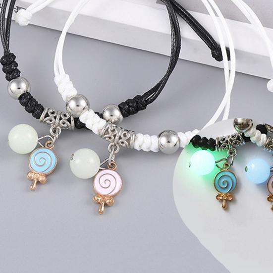 1 Pair Friendship Bracelets Eye-catching Luminous Fine Workmanship Geometric Pendant Decorate Jewelry Cross Adjustable Couple Lover Bracelets