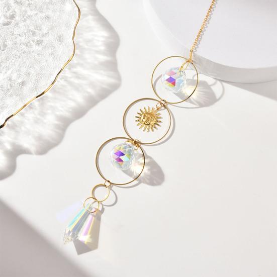 Faux Crystal Suncatcher, Colorful Prisms Window Hanging Sun Catcher, Moon Sun Rainbow Maker Chain Pendant for Garden Home Decor
