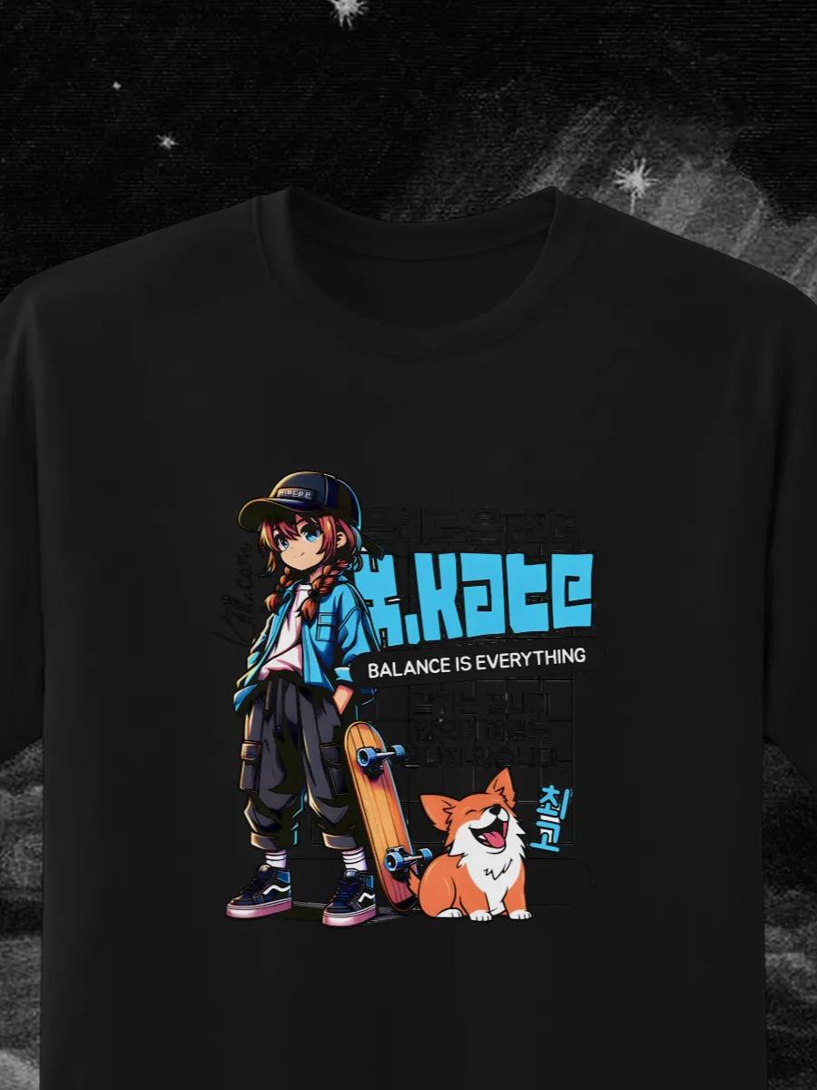 Cute oversized meme cat printed T-shirt 2XL