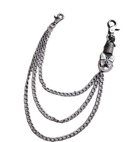Men Trousers Butterfly Shape Metal Chain Hip-hop Punk Style Pants Waist Belt Key Chain Trendy Accessories