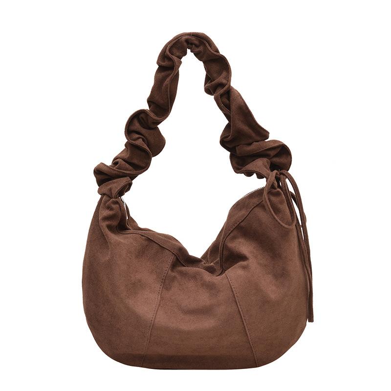 Crossbody bag women's new pleated cloud bag retro velvet dumpling bag casual large capacity shoulder bag tide