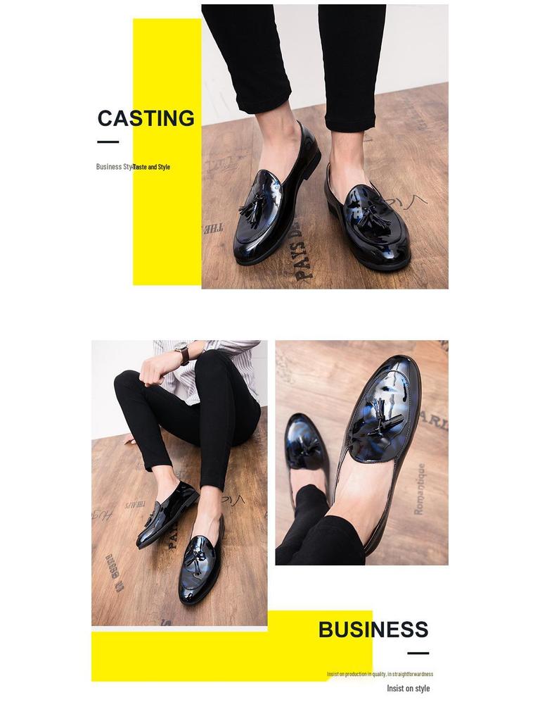 Pánské velké kožené mokasíny s třásněmi - Trendy, prodyšné, ležérní business boty na léto