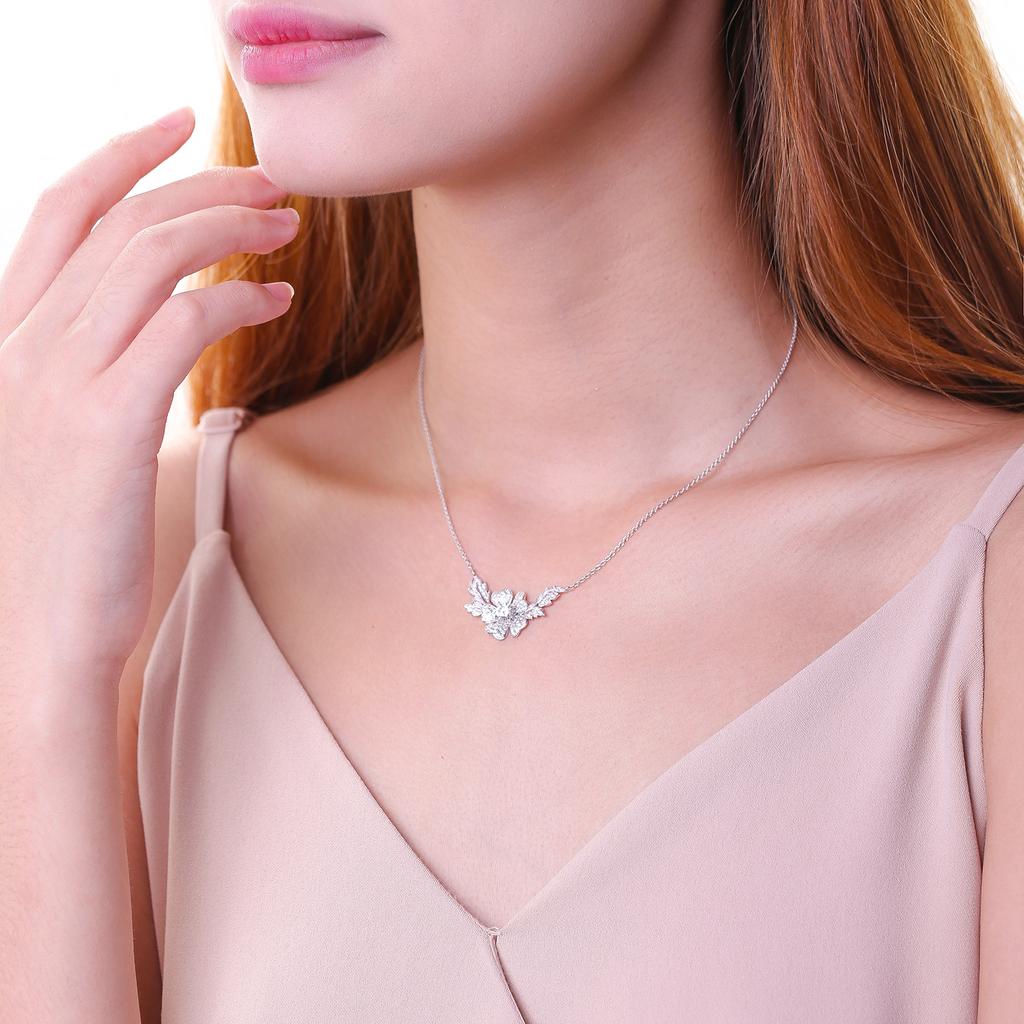 Koreansk Kreativt Anheng med Smilende Blomst Halskjede for Kvinners Kragebenskjede Mote Zirkonsmykker