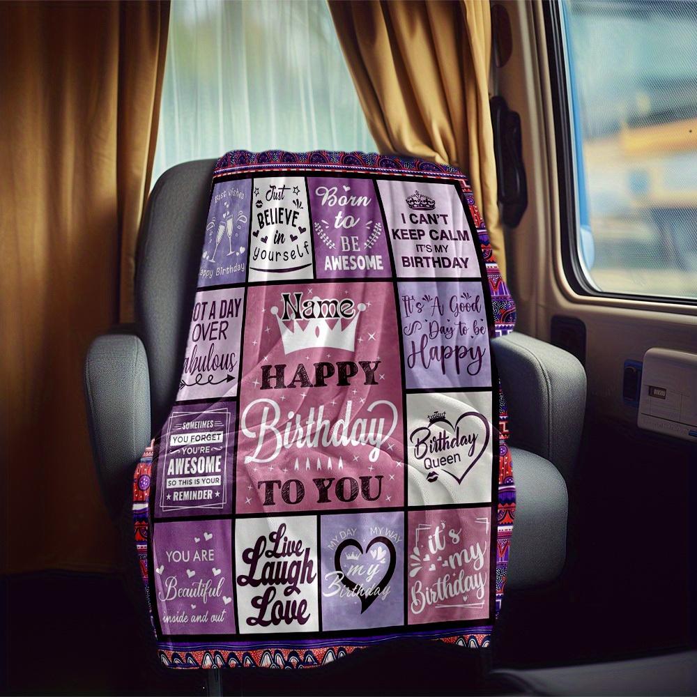 Birthday Wishes Customize Your Name Rv Blanket Soft Comfortable Lightweight Perfect For Travel Camping Picnics Sofas Rvs Beds Living Rooms And Moret17