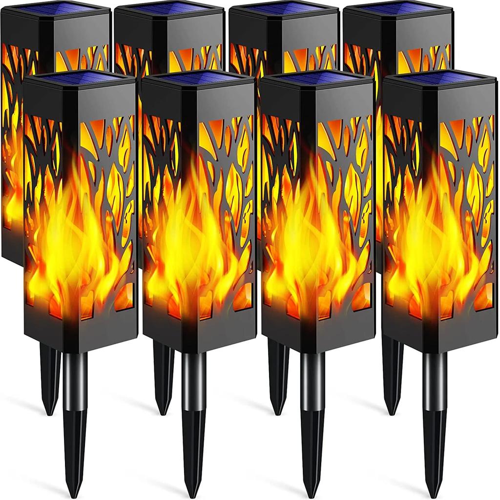 Solar Lights Outdoor Flickering Flame Solar Pathway Lights Solar Powered Decorative Garden Lights Waterproof Christmas Lights Outdoor Landscape