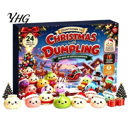 Stocking Stuffers for Kids 2026 Christmas Squeeze Toy Advent Calendar, 24-Day Dumpling Bun Fidget Anxiety Relief Toys Countdown Box, Soft TPR