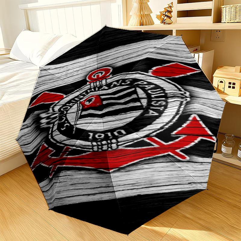 Ombrello con Emblema di Squadra di Calcio a 8 Stecche per Viaggio, Campeggio, Ombrello Leggero Portatile Casual, Essenziale per ogni Famiglia Regalo per le Vacanze