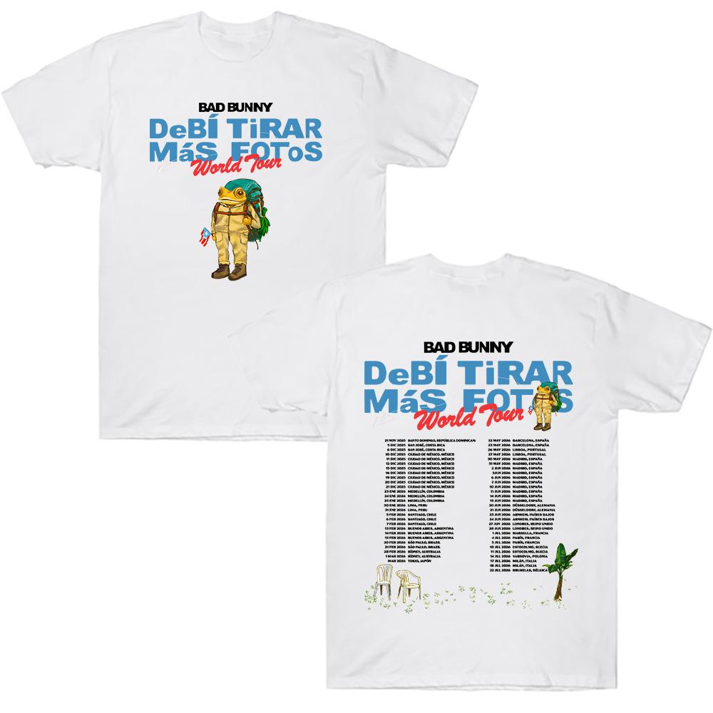 Bad Bunny Debí Tirar Más Fotos World Tour 2026 T Shirts Rapper Bad Bunny Cotton Tees Unisex Hip Hop Oversized Tshirt Streetwear