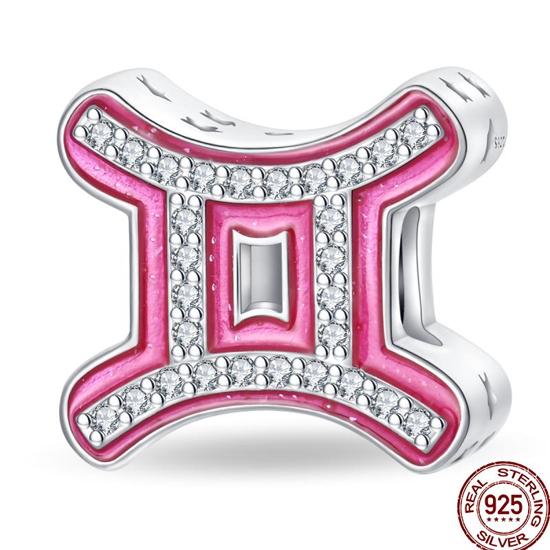 Neue Kupfer 12 Tierkreis Glücksperlen Glänzende Prinzessinnenrosa Perlen Geeignete Passform Pan Original Armband DIY Geschenk