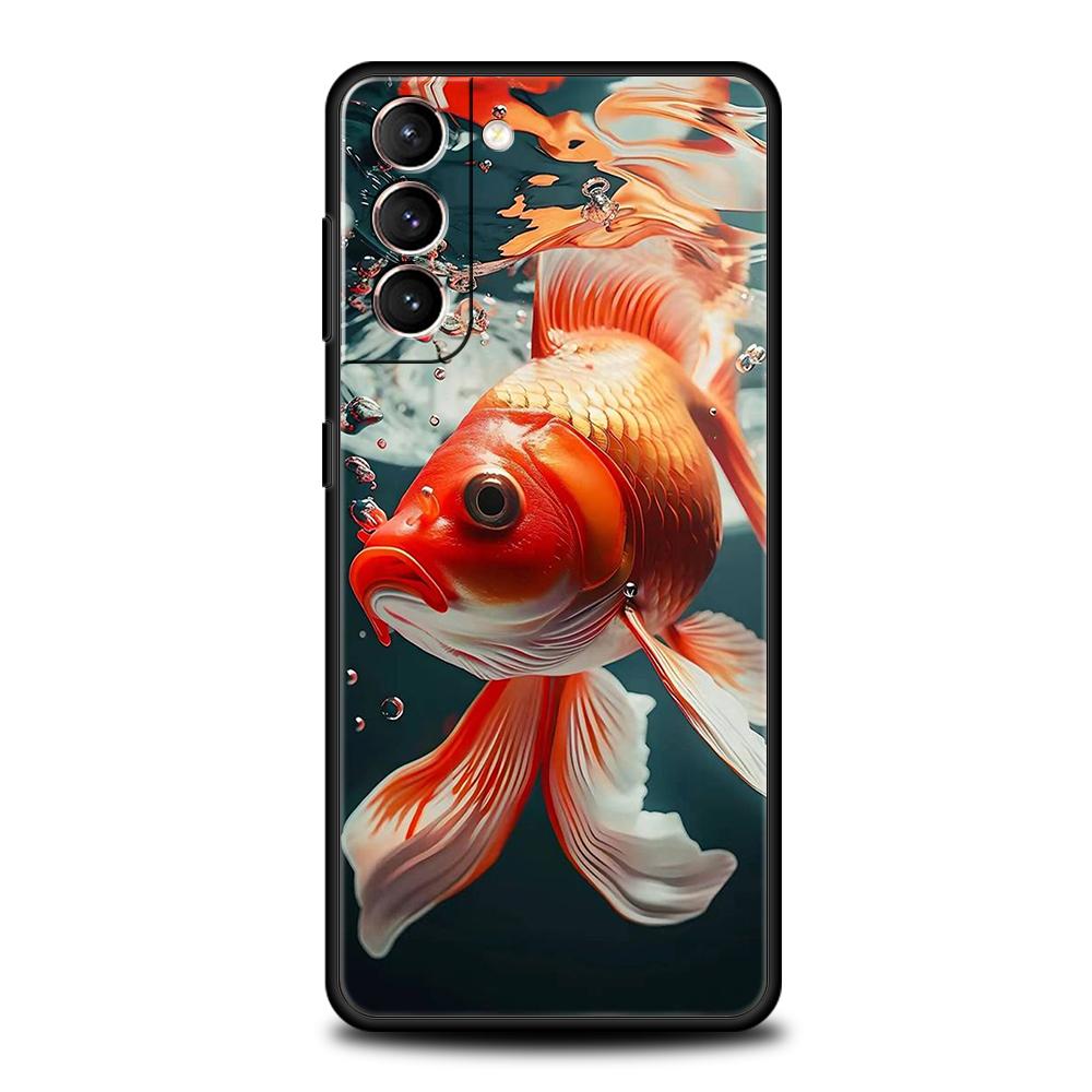 Cartoon Fish Case for Samsung Galaxy S24 S23 S22 S20 S21 FE Ultra S10 S10E S9 S8 Plus 5G Silicone Shockproof Phone Cover Capas