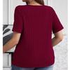 Women's Plus Size Casual And Fashionable V-Neck Long Sleeved Top V-Neck Short Sleeved Top
