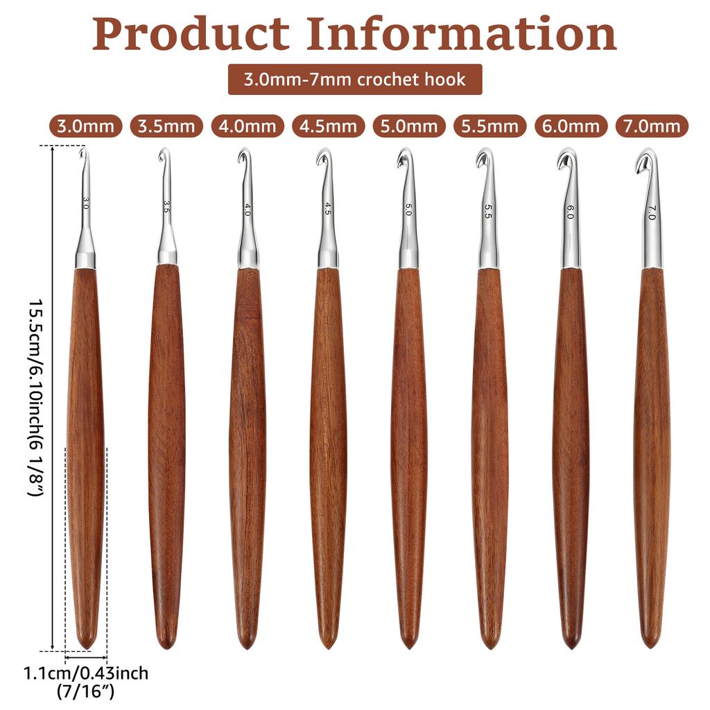 8Pcs Crochet Hook Set Aluminum Crochet Needles Kit DIY Sewing Weaving Tools Yarn Knitting Needles Set Crochet Hooks for Beginner
