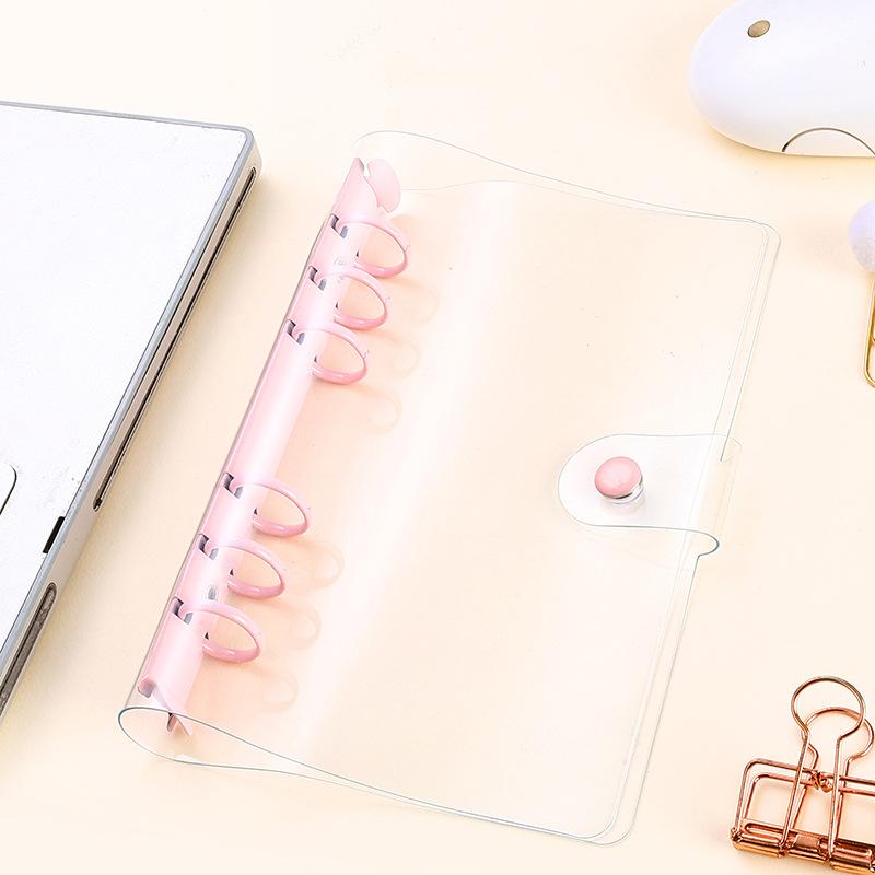 Lightweight Pvc Loose-Leaf Shell 6 Holes A6 Transparent Loose-Leaf Shell, Color Clip, Simple Candy Color Album Shell