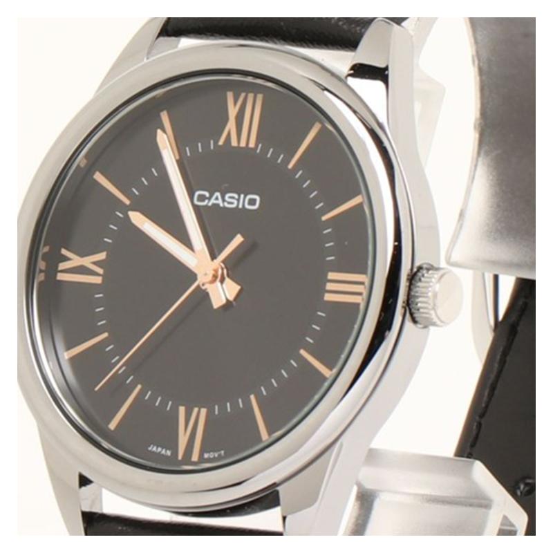 Casio STANDARD Series Simple Small Round Watch Retro Business Fashion Quartz Movement Leather Strap Japanese and Korean Watch Men's MTP-V005L-1B5