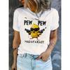 Women's Casual Graphic T-Shirt with Playful Chick PEW PEW MADAFAKAS Print Short Sleeve T Shirt Clothing Top Tee