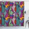 Colored Geometric Ombre Shower Curtains For Bathroom, Gradient Color Design Art Waterproof Fabric Bath Curtains,Teal/Blue/Orange
