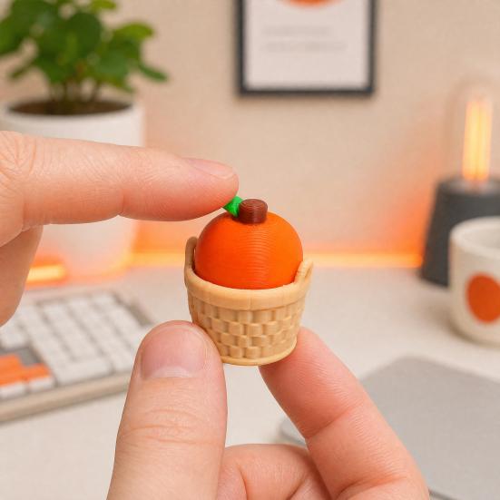 3D Printed Fruit Fidget Clicker Toy, Cute Press Button Sensory Toy, Miniature Fruit Basket Stress Relief Toy for Office Desk