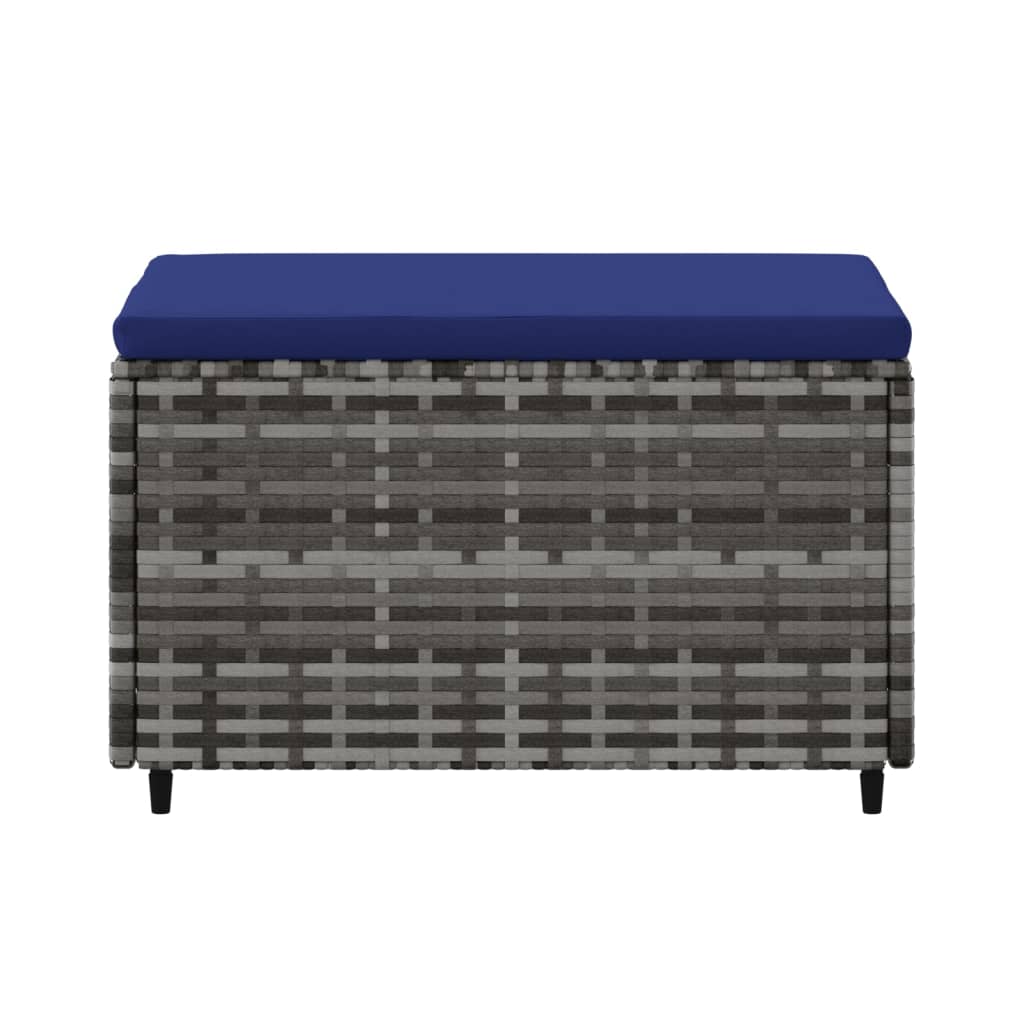 Garden Footstool with Cushions 2 pcs Grey Poly Rattan