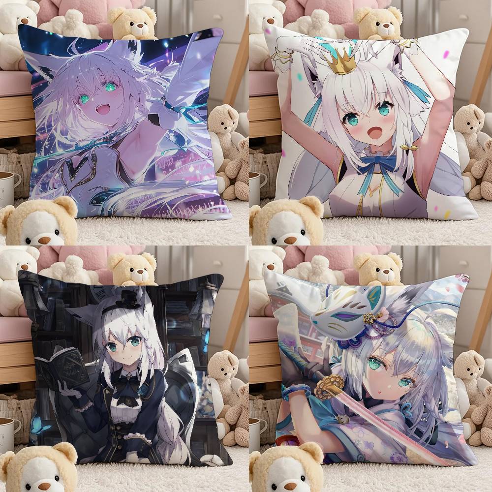 Cute S-Shirakami F-Fubuki Pillow Case Comfort Sofa Bed Silky elegant Invisible zipper Custom Decorative cushion cover