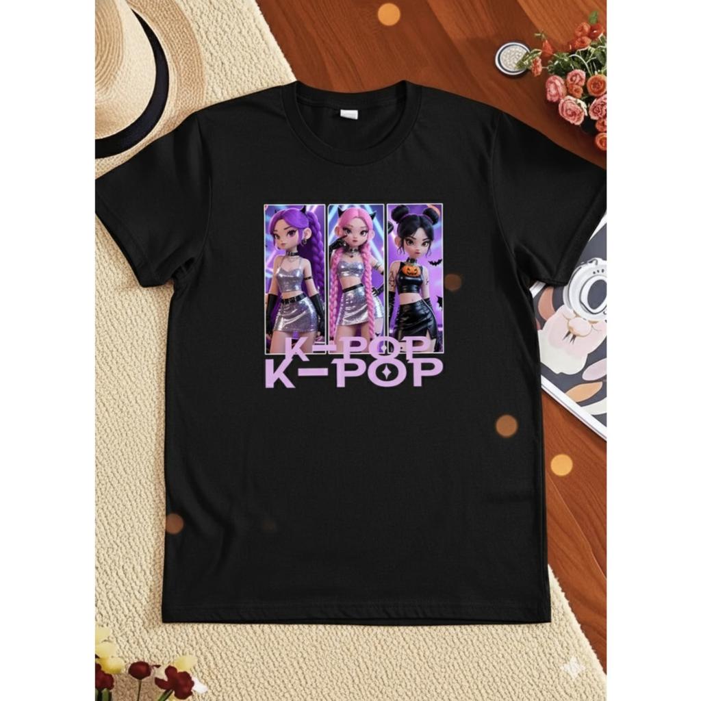 Unisex K-POP Group Graphic T-Shirt - K-Drama Print Loose Fit Tee Suitable for K-POP Concerts, Parties, Year-Round Wear