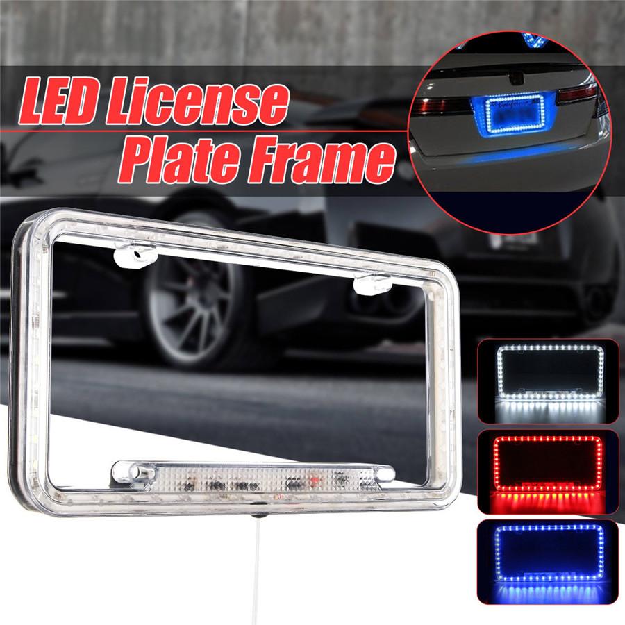 

12v White 54 LED Lighting Acrylic Plastic Rear License Car Plate Cover Frame