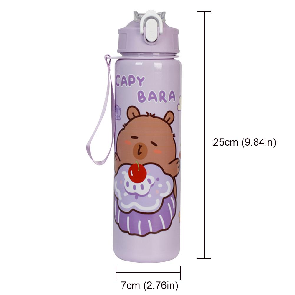 700ml Kapibara Przenośna Butelka do Picia ze Słomką i Uchwytem Kubek Podróżny na Wodę Kawaii Butelka na Wodę dla Chłopców Dziewcząt do Codziennego Użytku