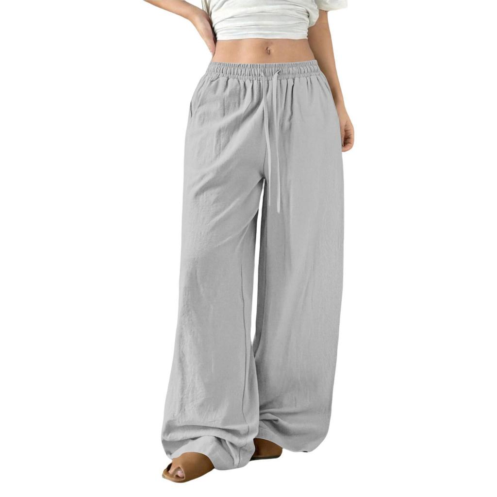 Women's High-Waist Loose Wide-Leg Drawstring Pants - Spring & Autumn