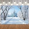Winter Ice Snow Castle Photography Background Snow Scene Frozen Forest Wonderland Christmas Party Home Decor Photo Backdrop Prop18