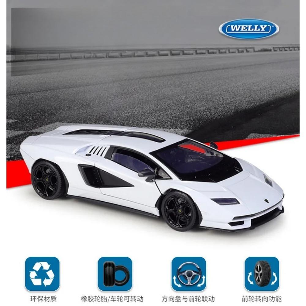 Welly 1/24 Lamborghini Countach LPI800-4 Alloy Miniature Car Diecast Metal Scale Car Model Collection Childrens Toy Vehicle Gift