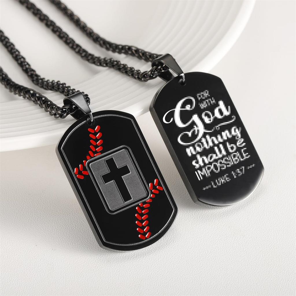 New Baseball Cross Army Brand Pendant Necklace Men's Versatile Sports Style