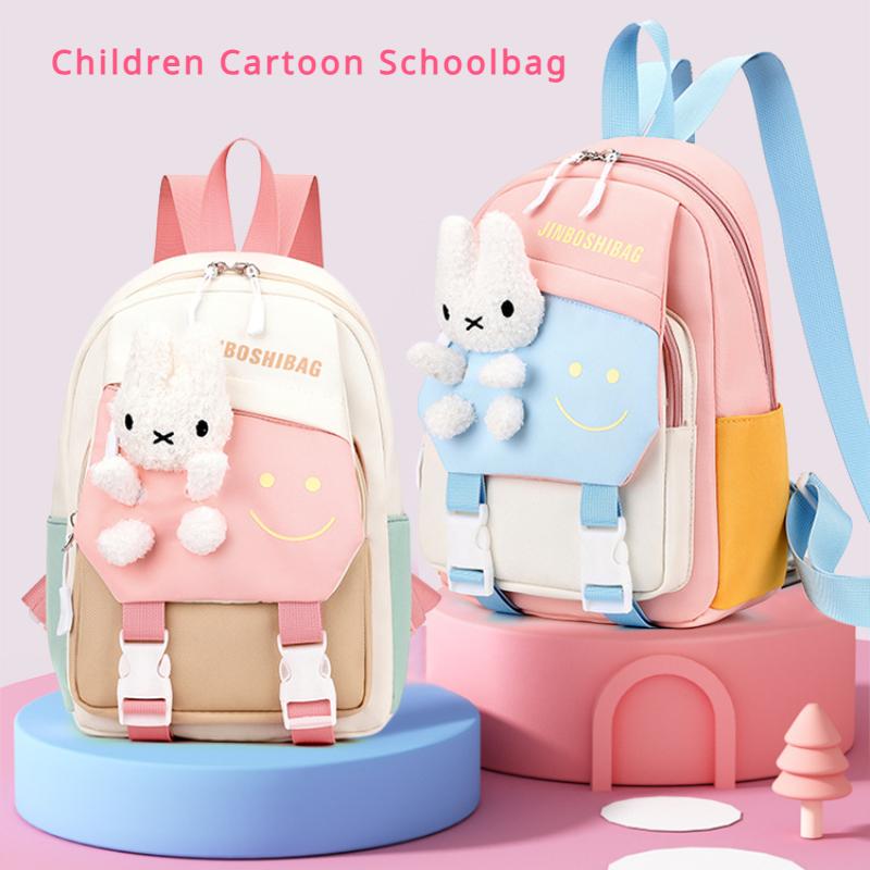 New Fashion Color Matching Children School Bags Cute Cartoon Casual Nylon Girl Baby Backpack Lightweight Reduce Burden Kindergarten Book Bag