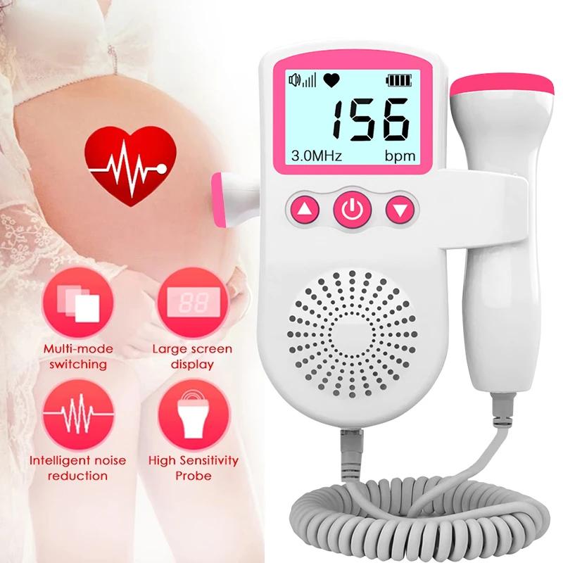 Fetal Doppler Heart Rate Monitor Household Portable Pregnancy Baby Fetal Sound Heart Beat Detector LCD Display No Radiation Home