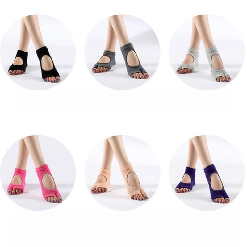 Breathable Yoga Socks Sweat Absorbing Backless Five Finger Silicone Dot Anti Slip Yoga Pilates Dance Toe Socks