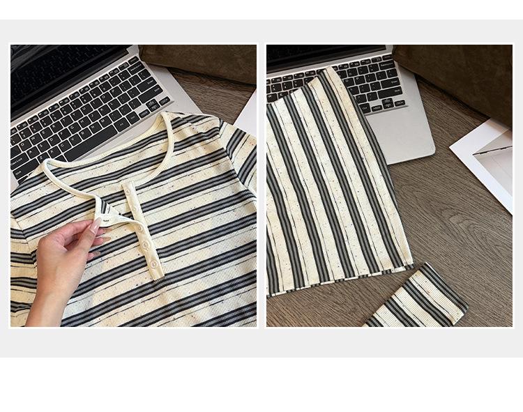 Spicy Girl Striped Slimming Long Sleeve T-Shirt - Stylish Korean Autumn/Winter Top for Women