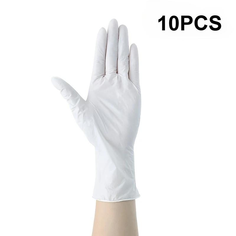 

Одноразовые белые нитриловые перчатки, перчатки для уборки дома, кухонные перчатки для приготовления пищи, тату, инструменты для питомцев, водонепроницаемые, без латекса 10pcs-L белый