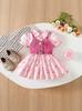 European Summer Girls' Bow Dress & Denim Overall Set